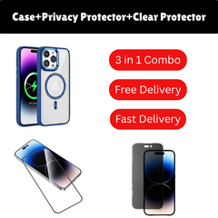 3 in 1 Shockproof MagSafe Case | Screen Protector | Privacy Protector