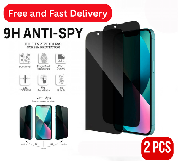 2x Privacy Tempered Screen Glass Anti- Spy Protector For iPhone 16 15